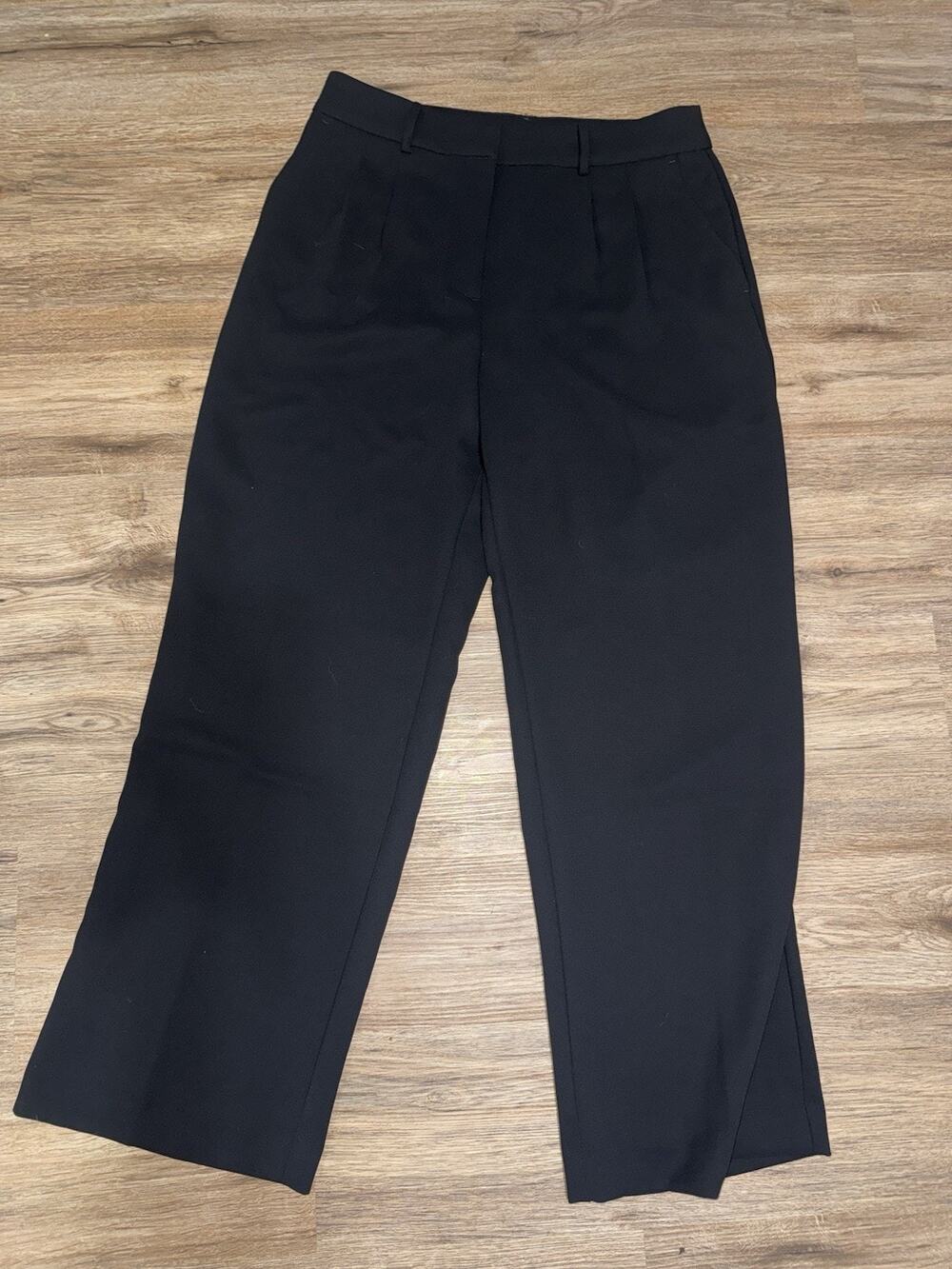 Loft Versa Wide Leg Pants Womens Size 10 Solid Black Crepe Pleated Front Palazzo